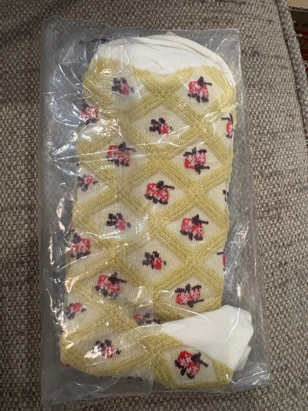 Free People Yellow Floral Diamond Socks